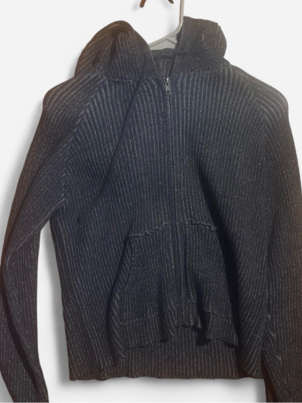 Womens Hooded Zip Sweater - Dark Charcoal